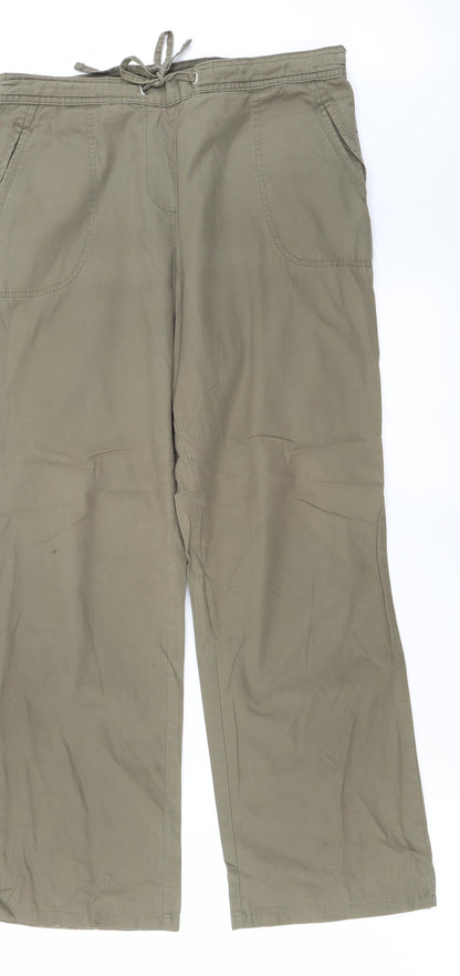 Womens UK Size 14 Marks and Spencer Regular Fit  Green Trousers
