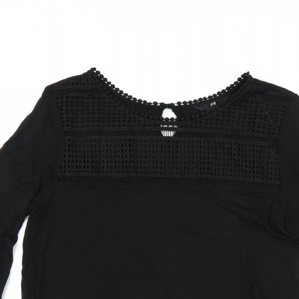 Womens UK Size M H&M Black Basic Blouse