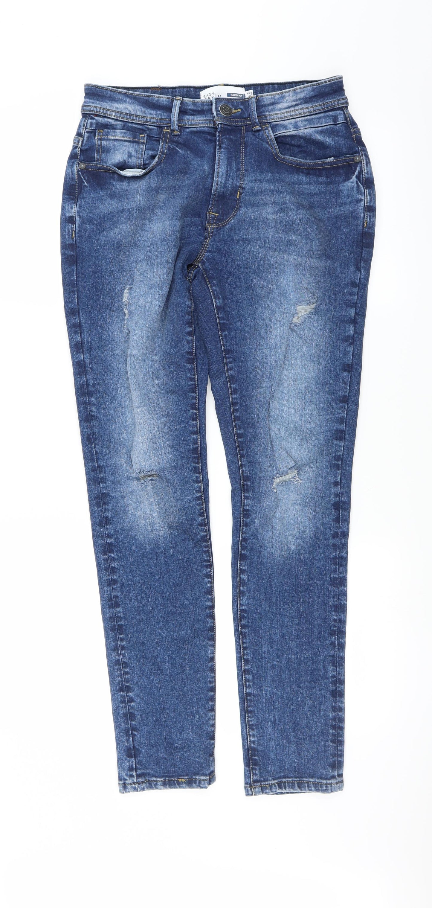 Easy Denim  Mens Blue   Skinny Jeans Size 28 in L30 in - DISTRESSED