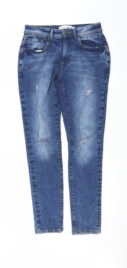 Easy Denim  Mens Blue   Skinny Jeans Size 28 in L30 in - DISTRESSED