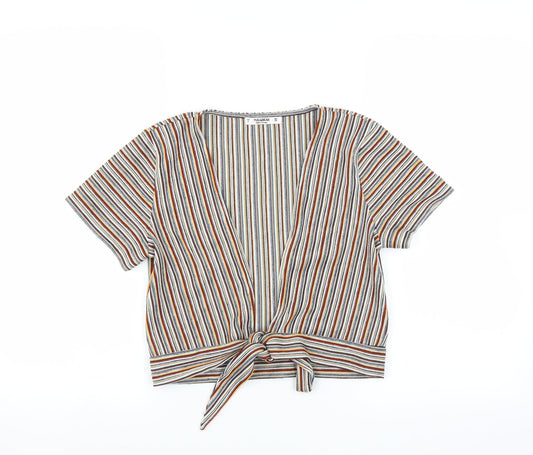 Pull & Bear Womens Multicoloured Striped  Shrug Jumper Size S