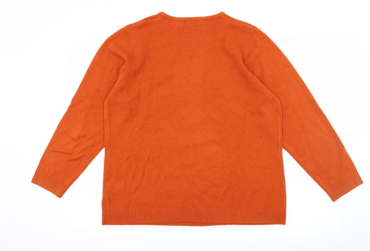 Filati Womens Orange  Knit Pullover Jumper Size XL  - Keyhole Neck