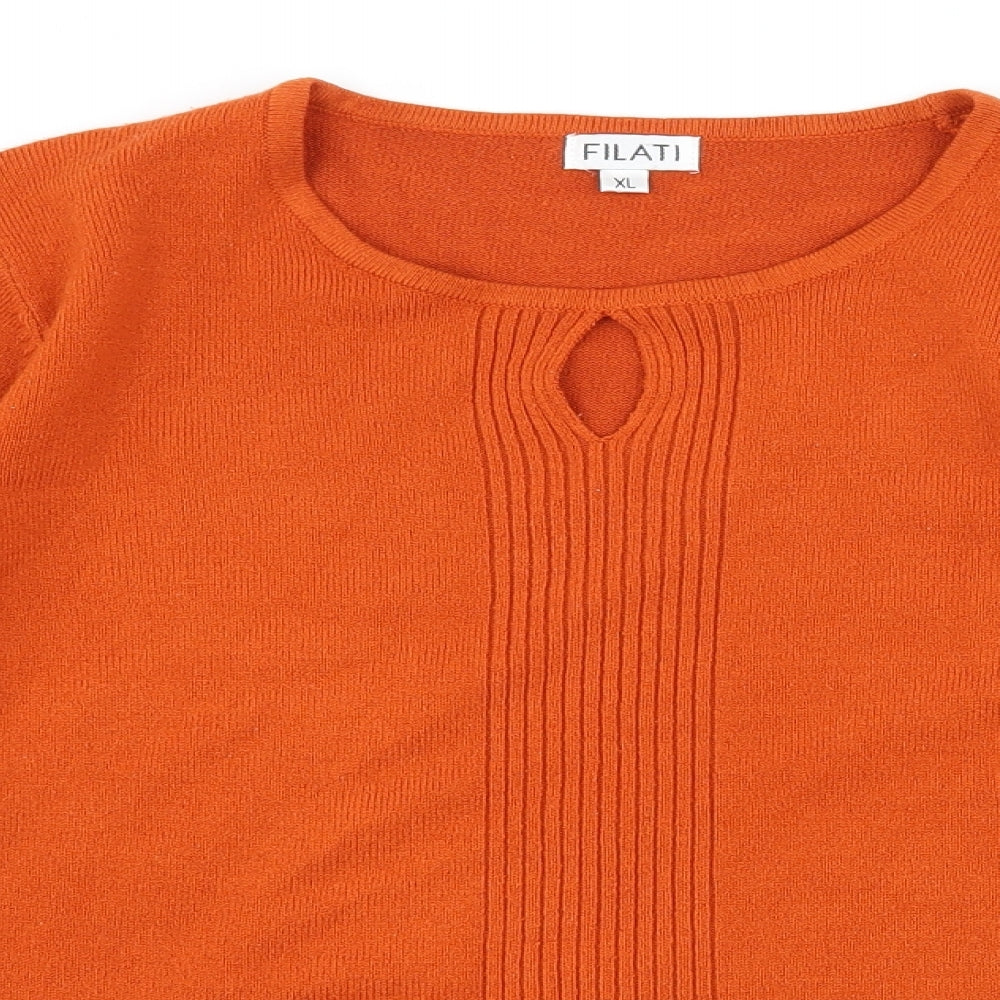 Filati Womens Orange  Knit Pullover Jumper Size XL  - Keyhole Neck