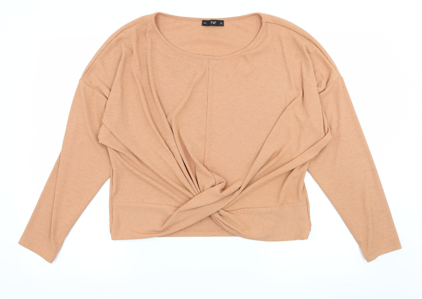 F&F Womens Orange  Jersey Basic T-Shirt Size 14  - Knot Detail