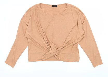 F&F Womens Orange  Jersey Basic T-Shirt Size 14  - Knot Detail