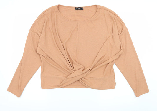 F&F Womens Orange  Jersey Basic T-Shirt Size 14  - Knot Detail