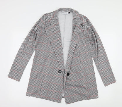 In the Style Womens Grey Houndstooth Jersey Jacket Blazer Size 8