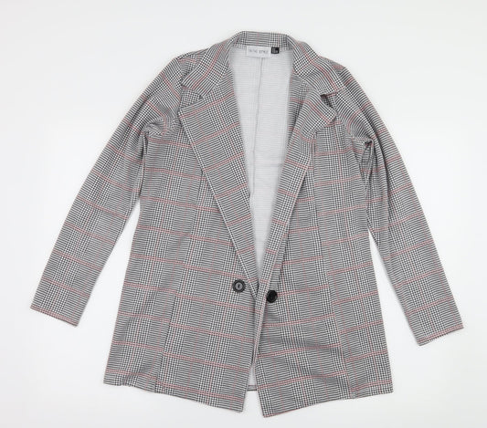 In the Style Womens Grey Houndstooth Jersey Jacket Blazer Size 8