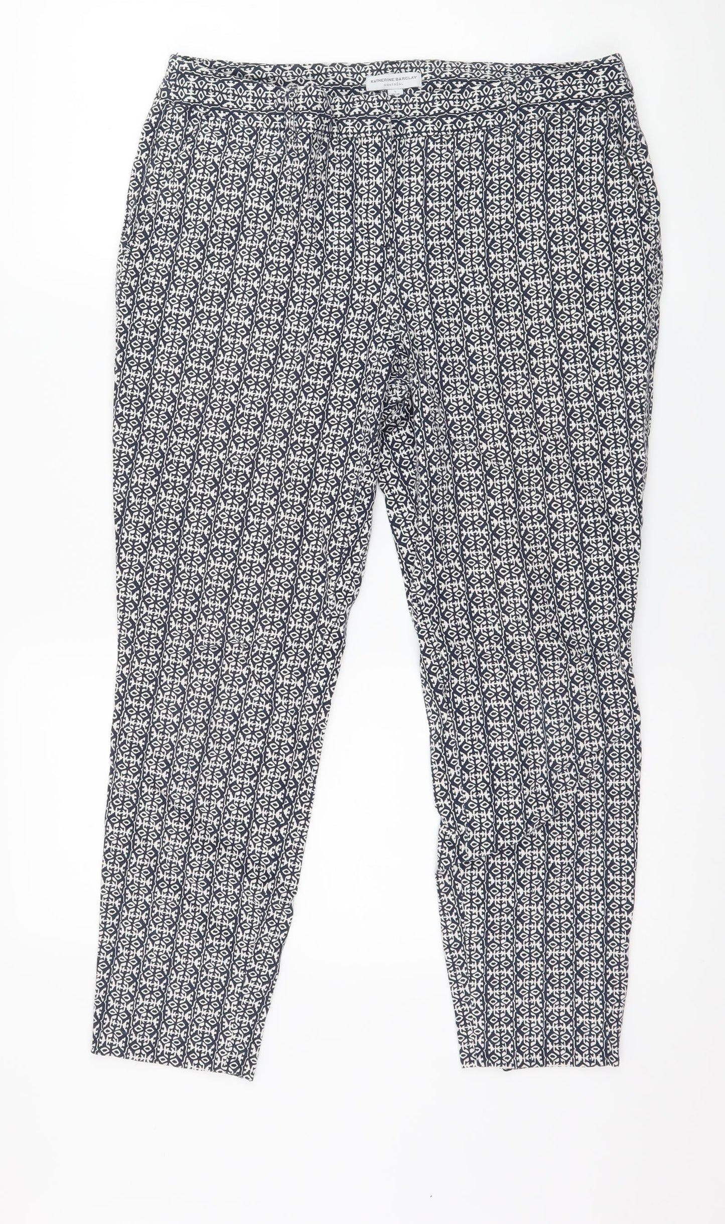 Katherine Barclay Womens Blue Geometric  Trousers  Size 14 L25 in