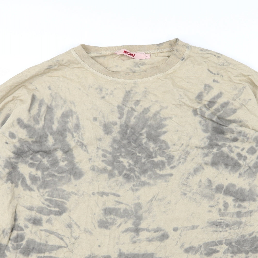 Misspap Womens Beige  Jersey Pullover Sweatshirt Size 12  - Acid Wash