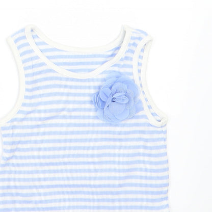 Matalan Girls Blue Striped Jersey Basic Tank Size 3-4 Years