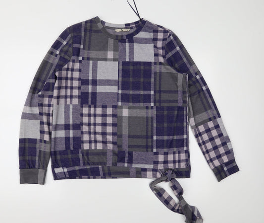 TU Womens Purple Check Jersey Basic Blouse Size 16