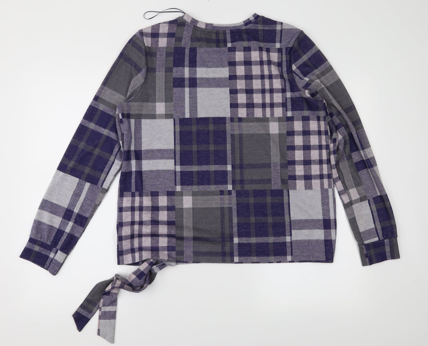 TU Womens Purple Check Jersey Basic Blouse Size 16