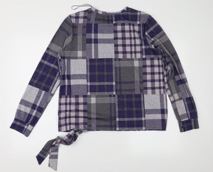 TU Womens Purple Check Jersey Basic Blouse Size 16