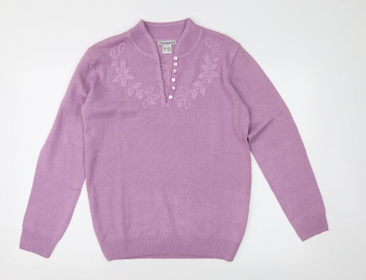 Charmance Womens Purple  Knit Pullover Jumper Size 10
