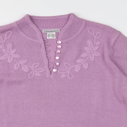 Charmance Womens Purple  Knit Pullover Jumper Size 10