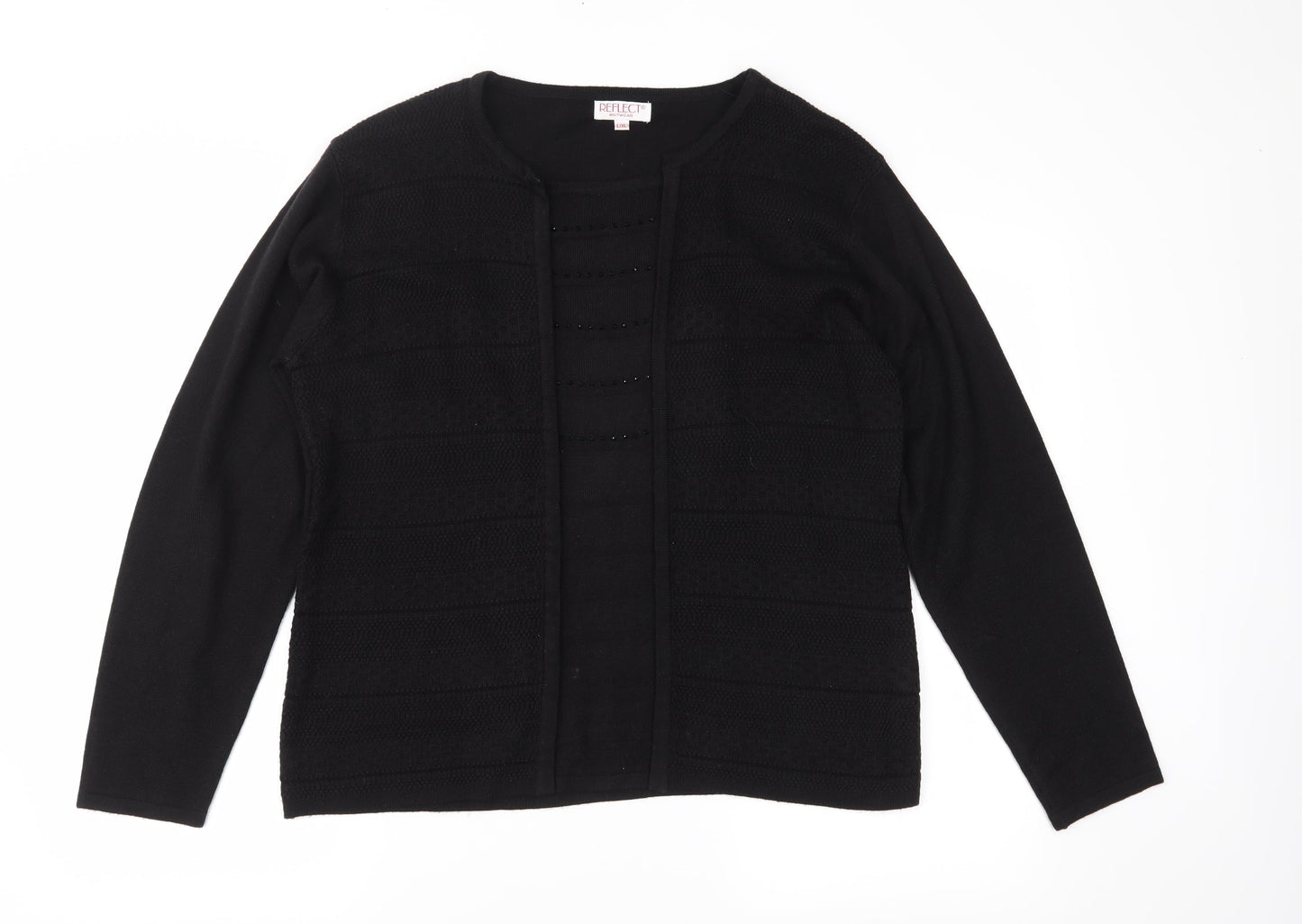 Reflect Womens Black  Knit Pullover Jumper Size L