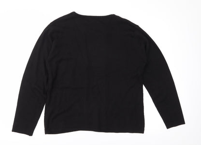 Reflect Womens Black  Knit Pullover Jumper Size L