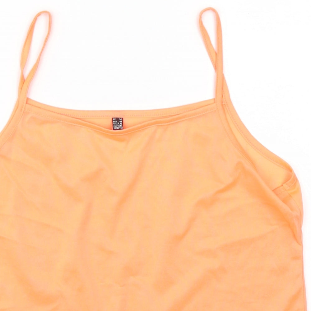 Womens UK Size 14 Preworn Orange Basic T-Shirt