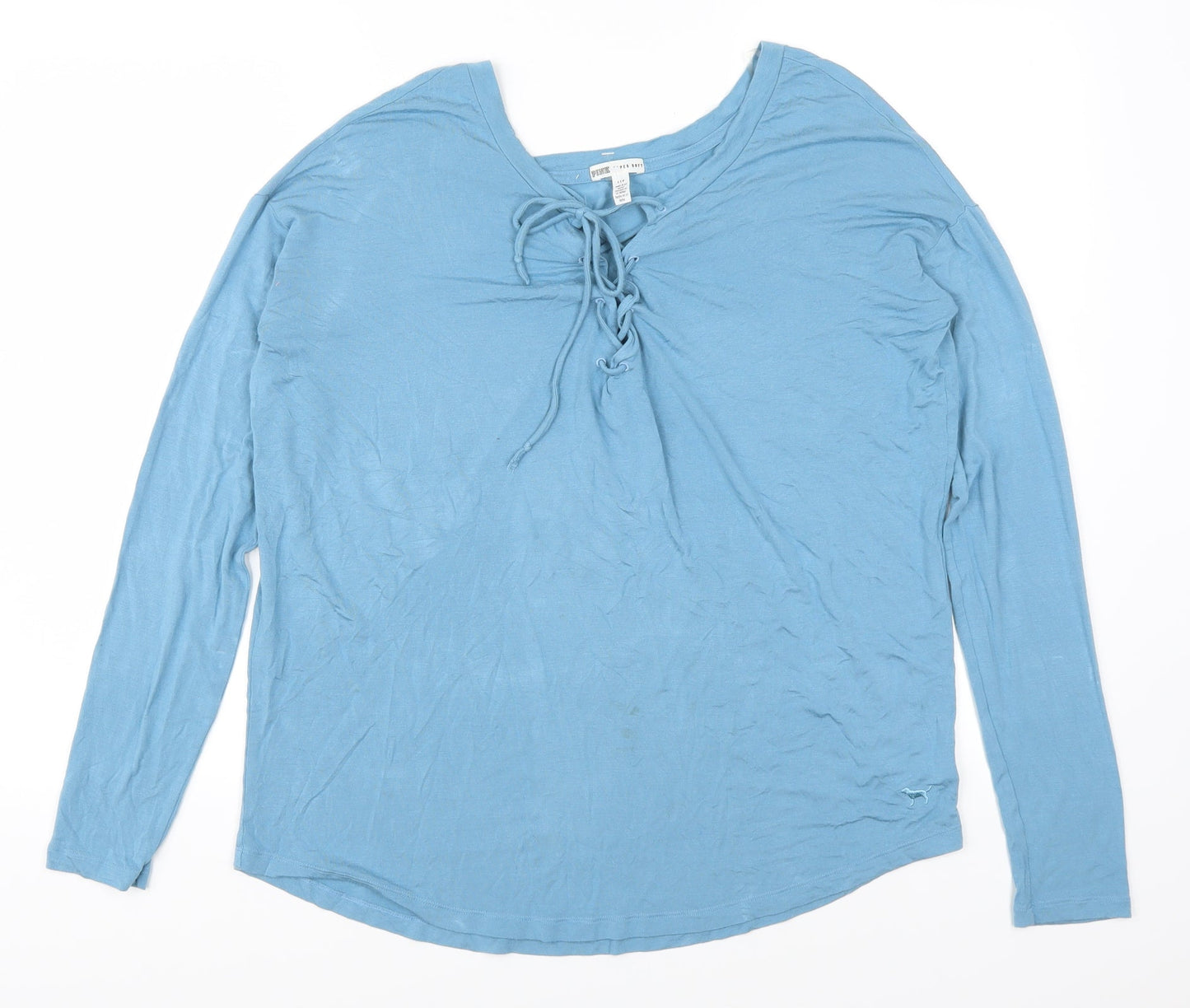 Womens UK Size S PINK Blue Basic T-Shirt