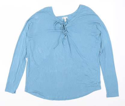 Womens UK Size S PINK Blue Basic T-Shirt