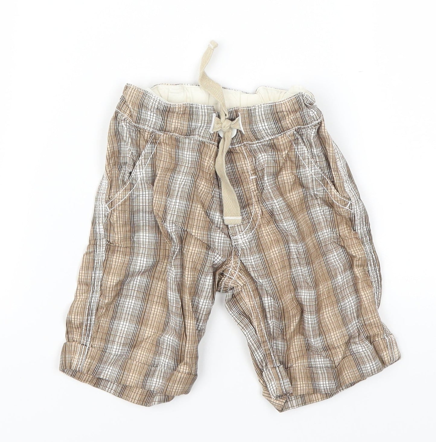 Mini Club Boys Brown Check  Cropped Trousers Size 9-12 Months