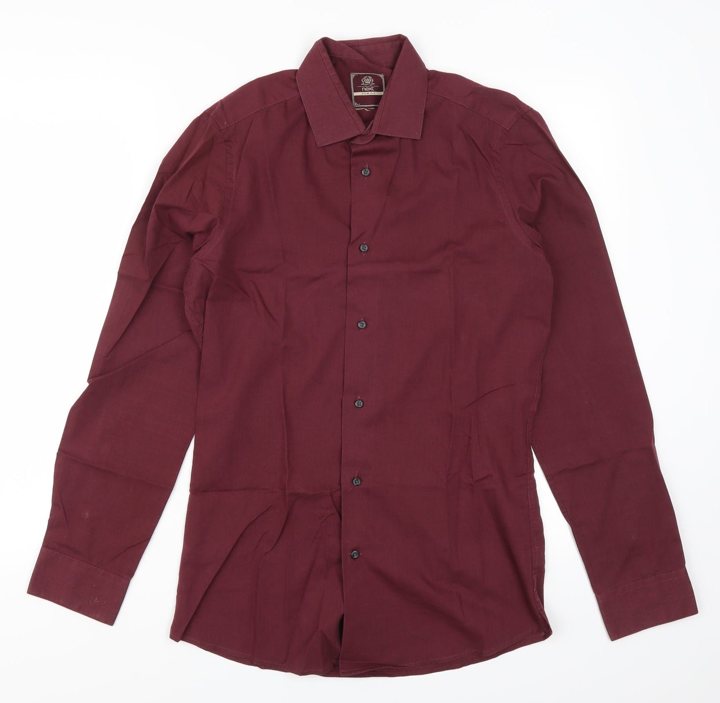 Mens UK Size 14.5 NEXT Red  Button-Up Long Sleeve Casual Shirt