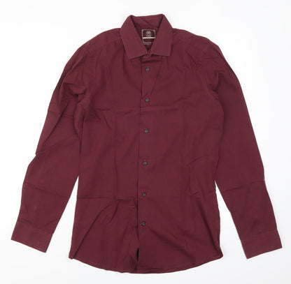 Mens UK Size 14.5 NEXT Red  Button-Up Long Sleeve Casual Shirt