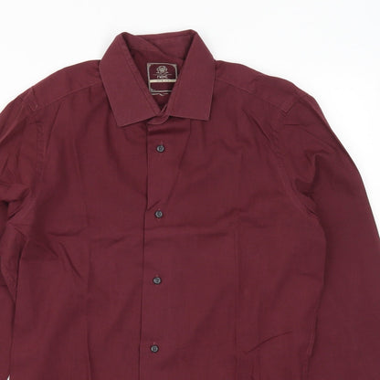 Mens UK Size 14.5 NEXT Red  Button-Up Long Sleeve Casual Shirt