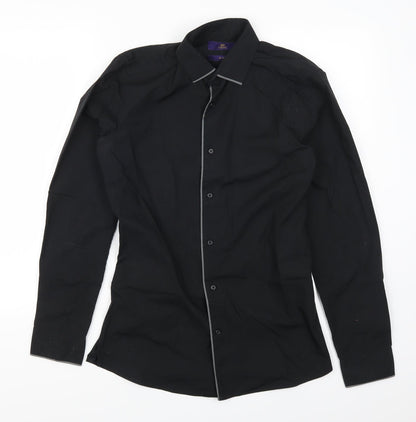 Mens UK Size 14.5 NEXT Black  Button-Up Long Sleeve Casual Shirt