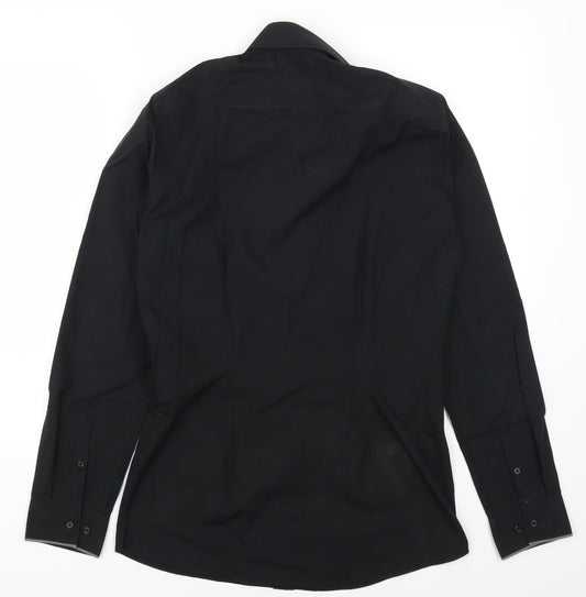 Mens UK Size 14.5 NEXT Black  Button-Up Long Sleeve Casual Shirt
