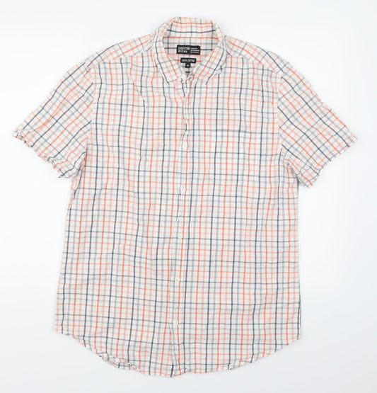 Sandstone & Co Mens Orange Check   Button-Up Size M
