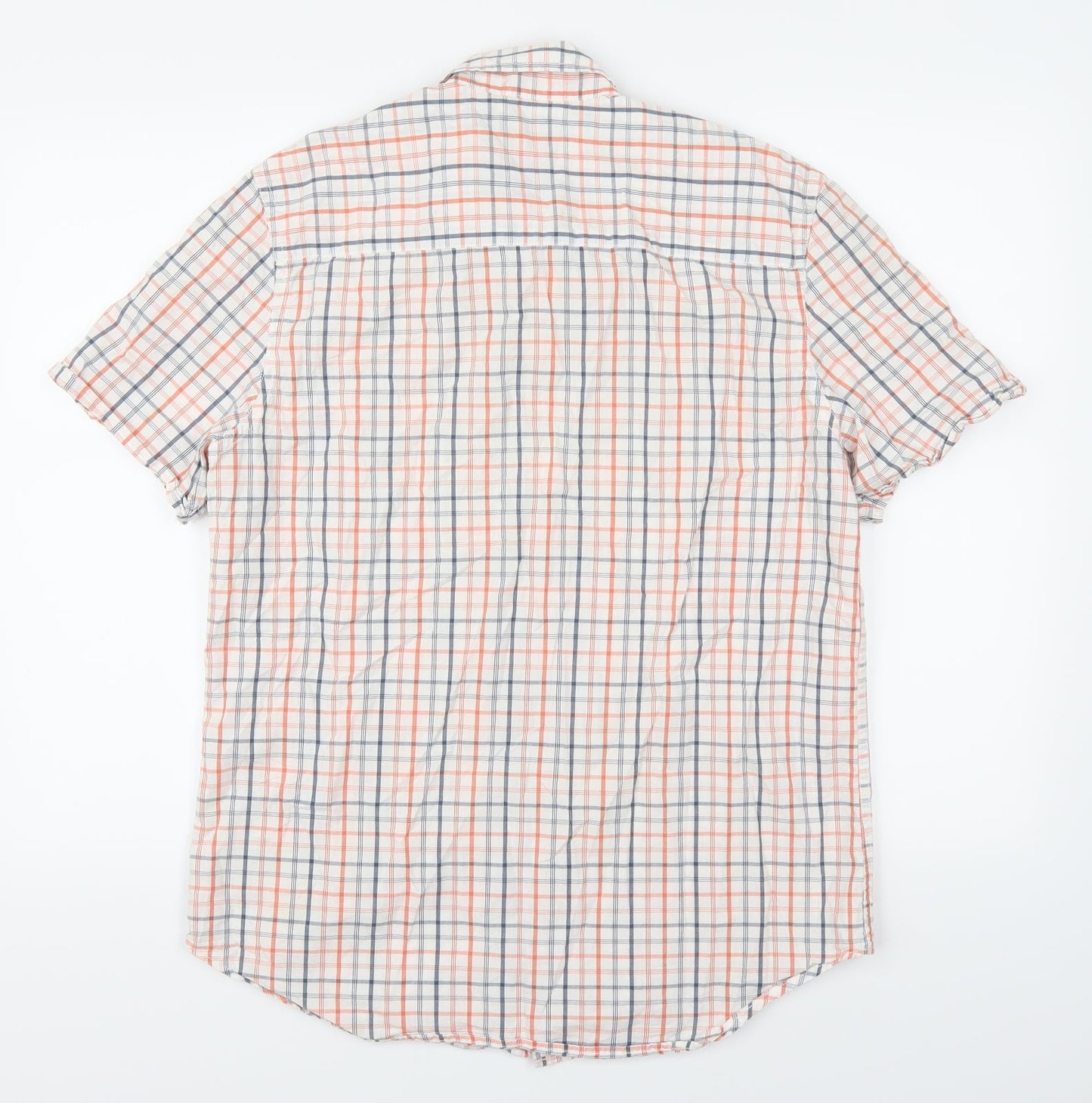 Sandstone & Co Mens Orange Check   Button-Up Size M
