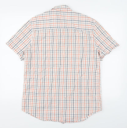 Sandstone & Co Mens Orange Check   Button-Up Size M