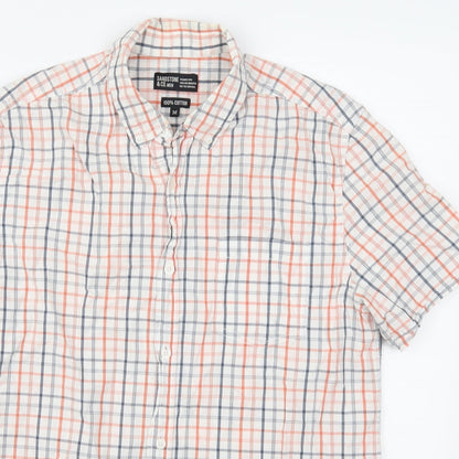 Sandstone & Co Mens Orange Check   Button-Up Size M