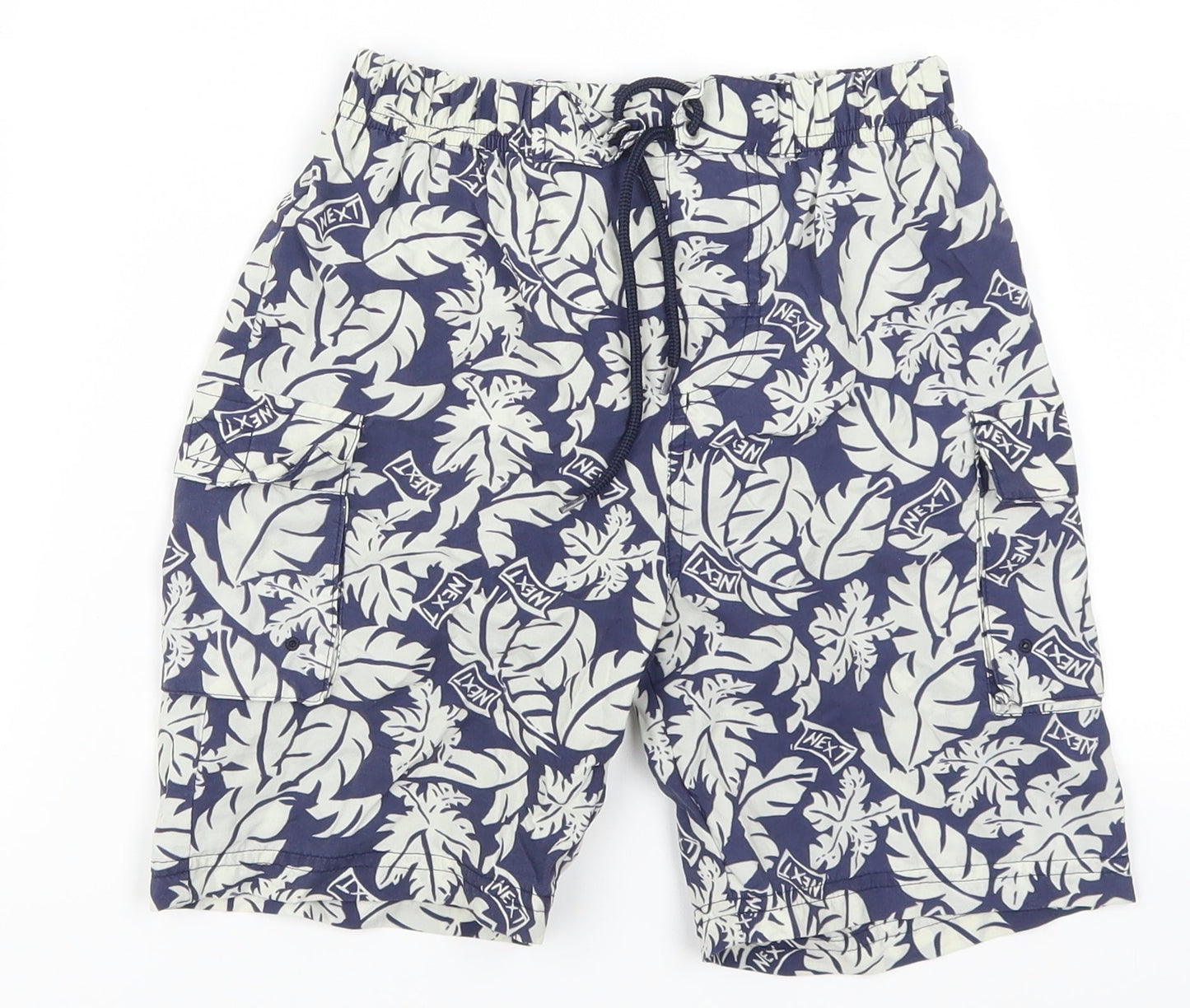 NEXT Girls Blue Floral  Paperbag Shorts Size 5-6 Years - Palm Leaves