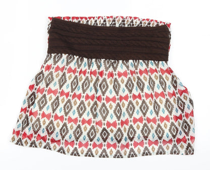 Palegizia Womens Brown Geometric  Skater Skirt Size S
