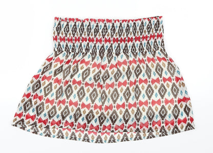 Palegizia Womens Brown Geometric  Skater Skirt Size S