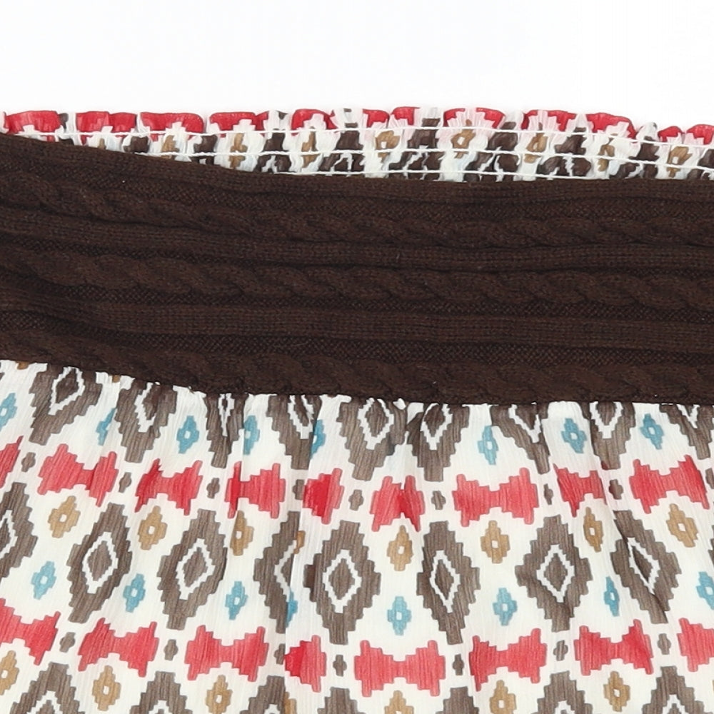 Palegizia Womens Brown Geometric  Skater Skirt Size S