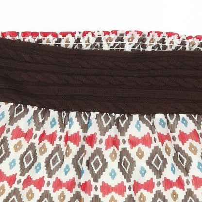 Palegizia Womens Brown Geometric  Skater Skirt Size S