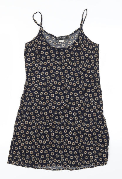 In Sync Womens Blue Floral  Tank Dress  Size S