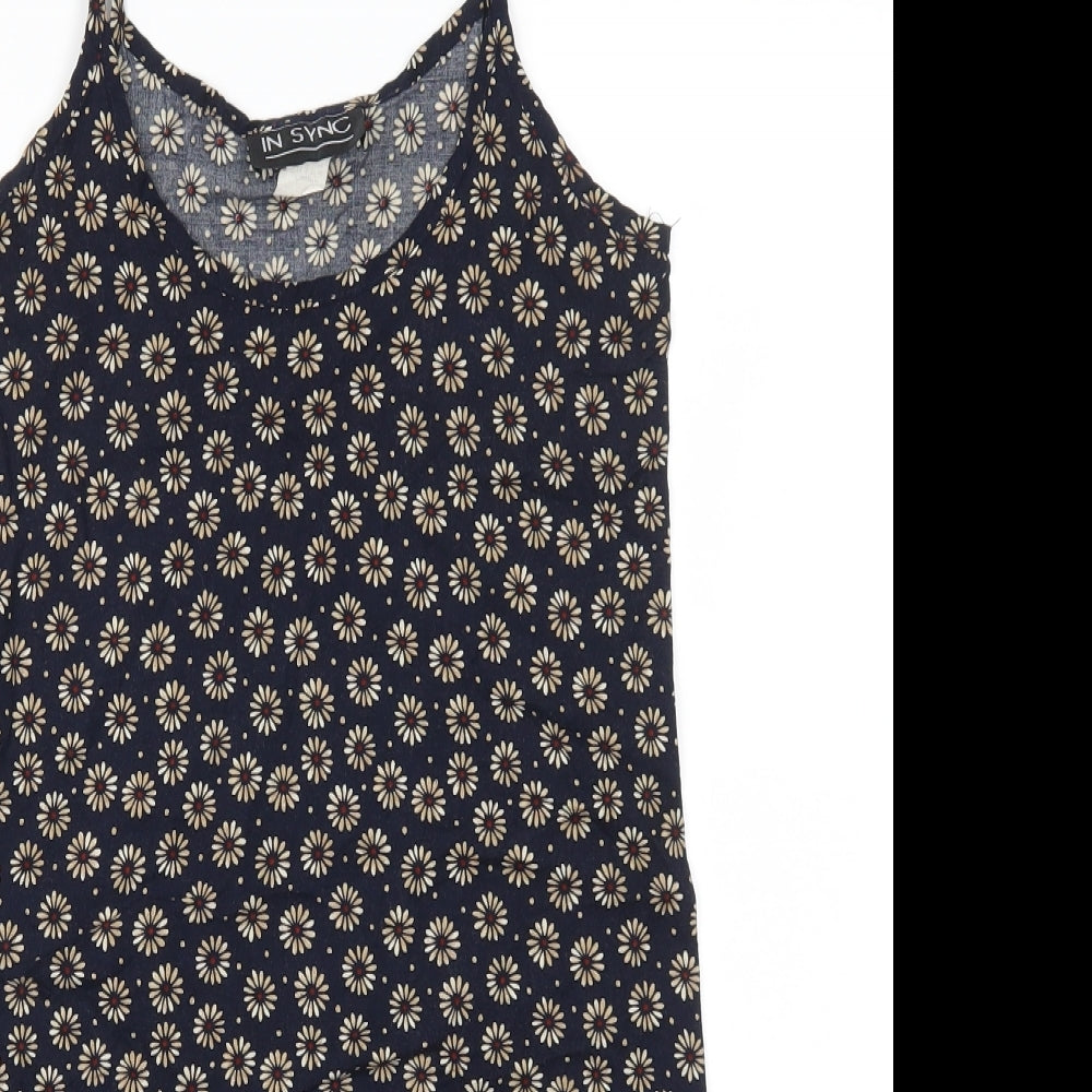 In Sync Womens Blue Floral  Tank Dress  Size S