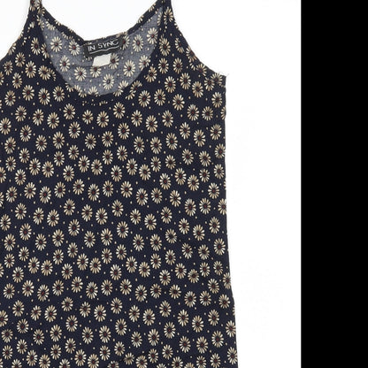 In Sync Womens Blue Floral  Tank Dress  Size S