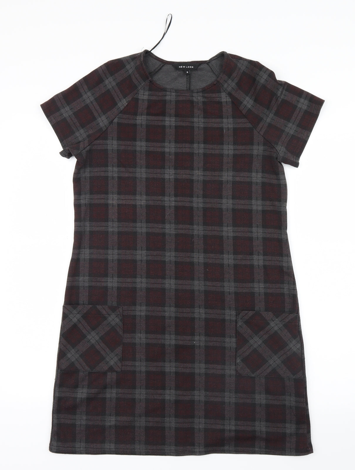 New Look Womens Grey Check  Shirt Dress  Size 8