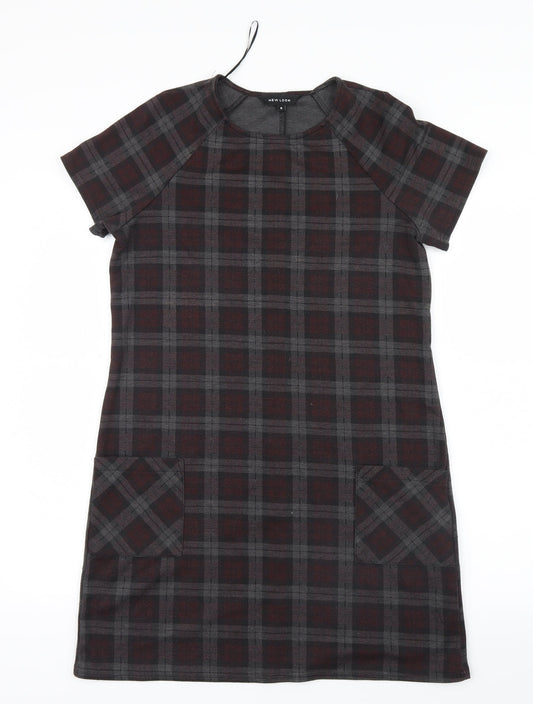 New Look Womens Grey Check  Shirt Dress  Size 8