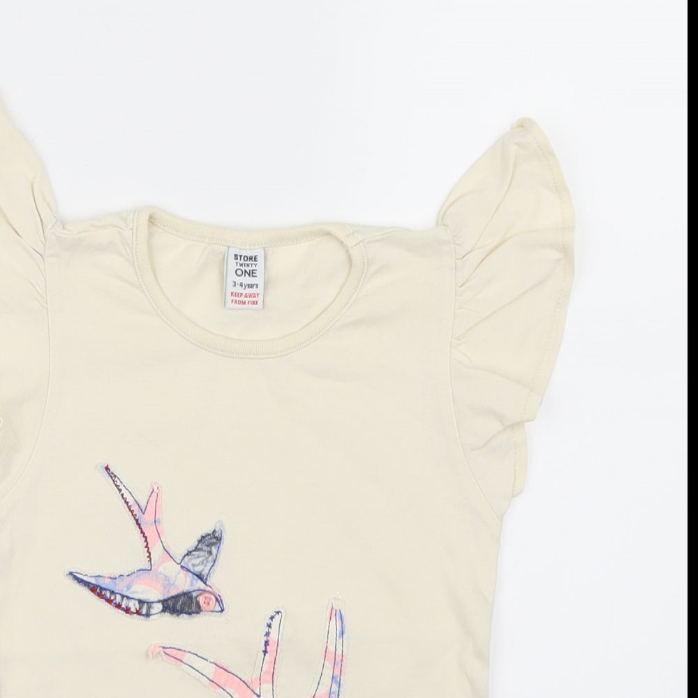 Store Twenty One Girls Ivory   Basic T-Shirt Size 3-4 Years