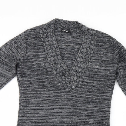 Logo Womens Grey  Knit Pullover Jumper Size M