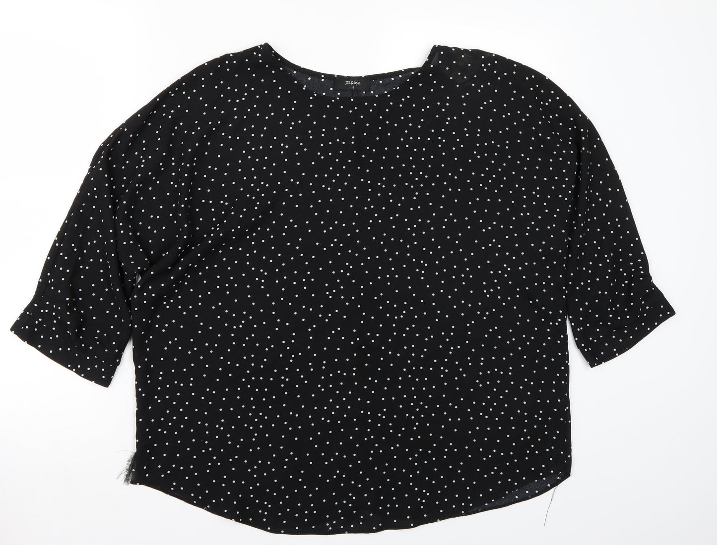 Papaya Womens Black Polka Dot  Basic T-Shirt Size 16