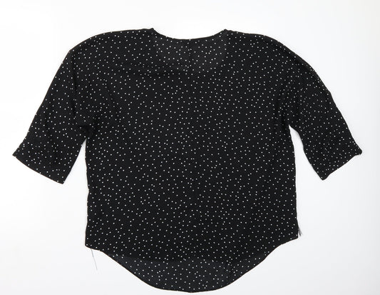 Papaya Womens Black Polka Dot  Basic T-Shirt Size 16