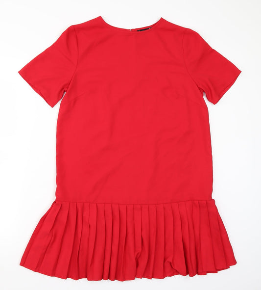 Boohoo Womens Red  Rayon A-Line  Size 10